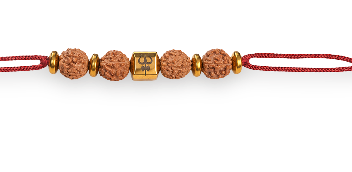 Power Shiv Trishul Rudraksha Natural Stone Rakhi