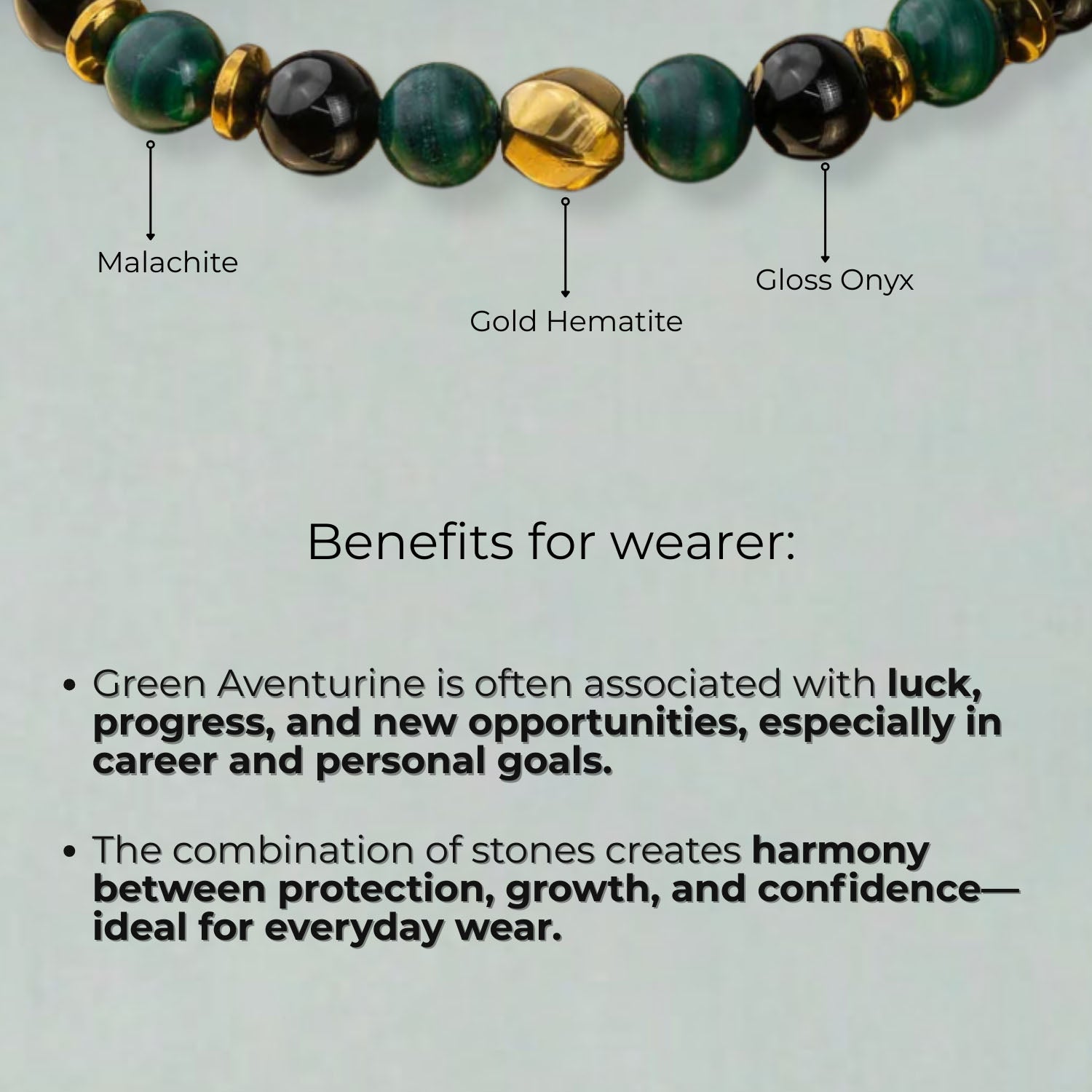 Prosperity Gloss Onyx & Malachite Natural Stone Bracelet