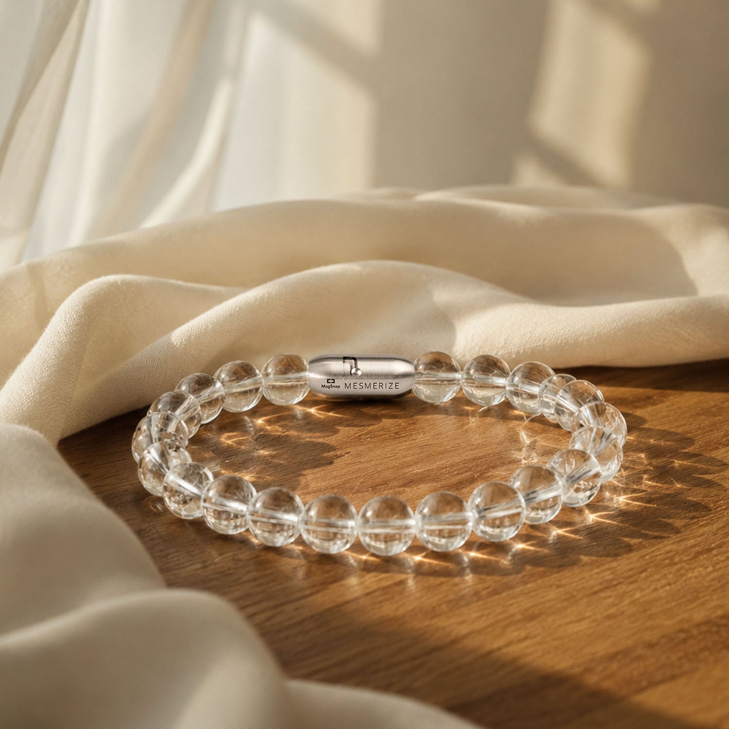 Natural Stone Jewellery Bracelet Clear Quartz MagSnap
