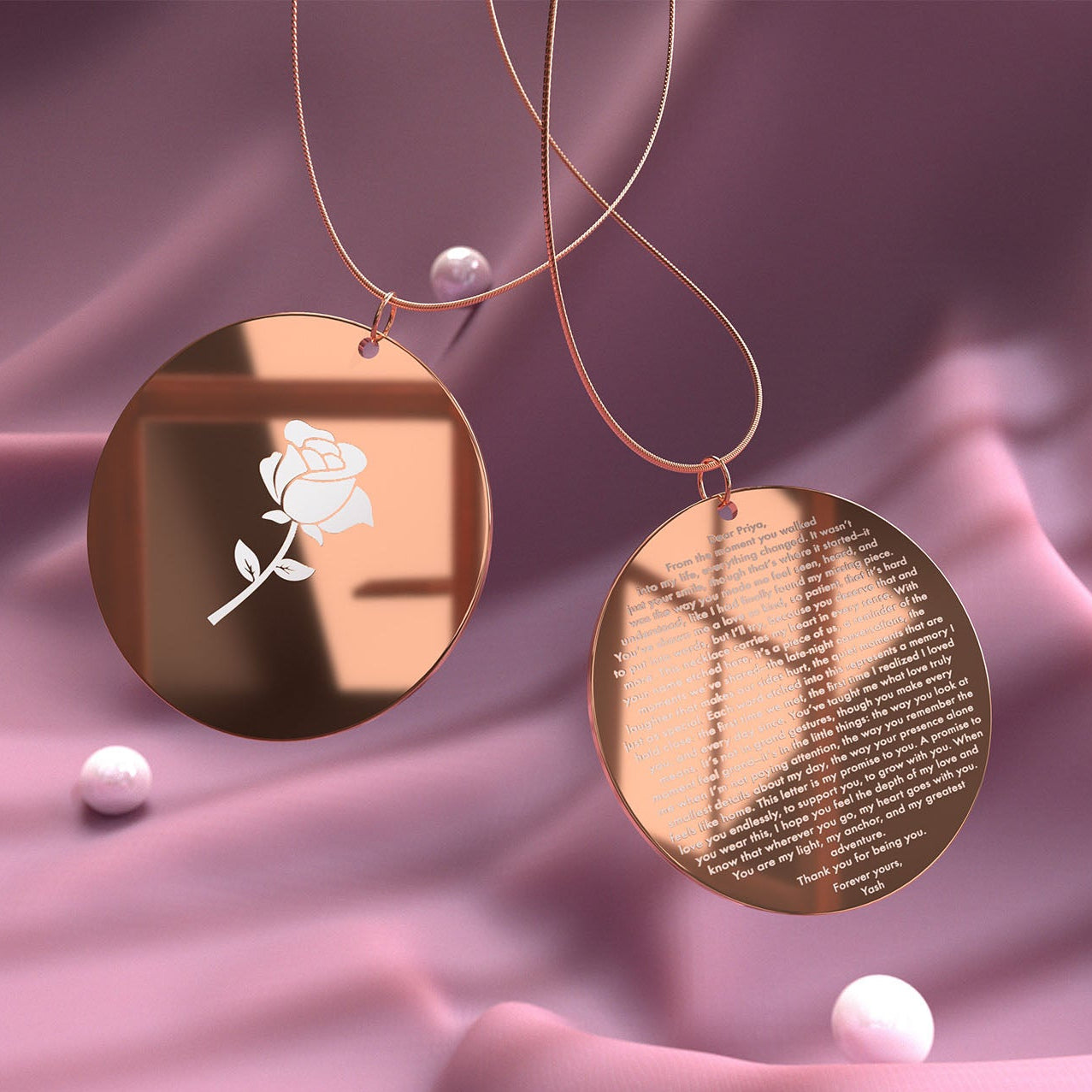 Personalised Love Letter MicroCarved Circle Necklace