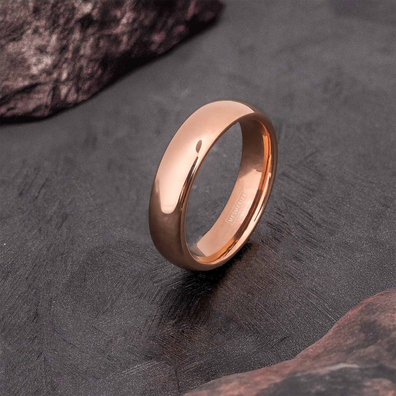 Rose Gold High Gloss Tungsten Carbide Band Ring