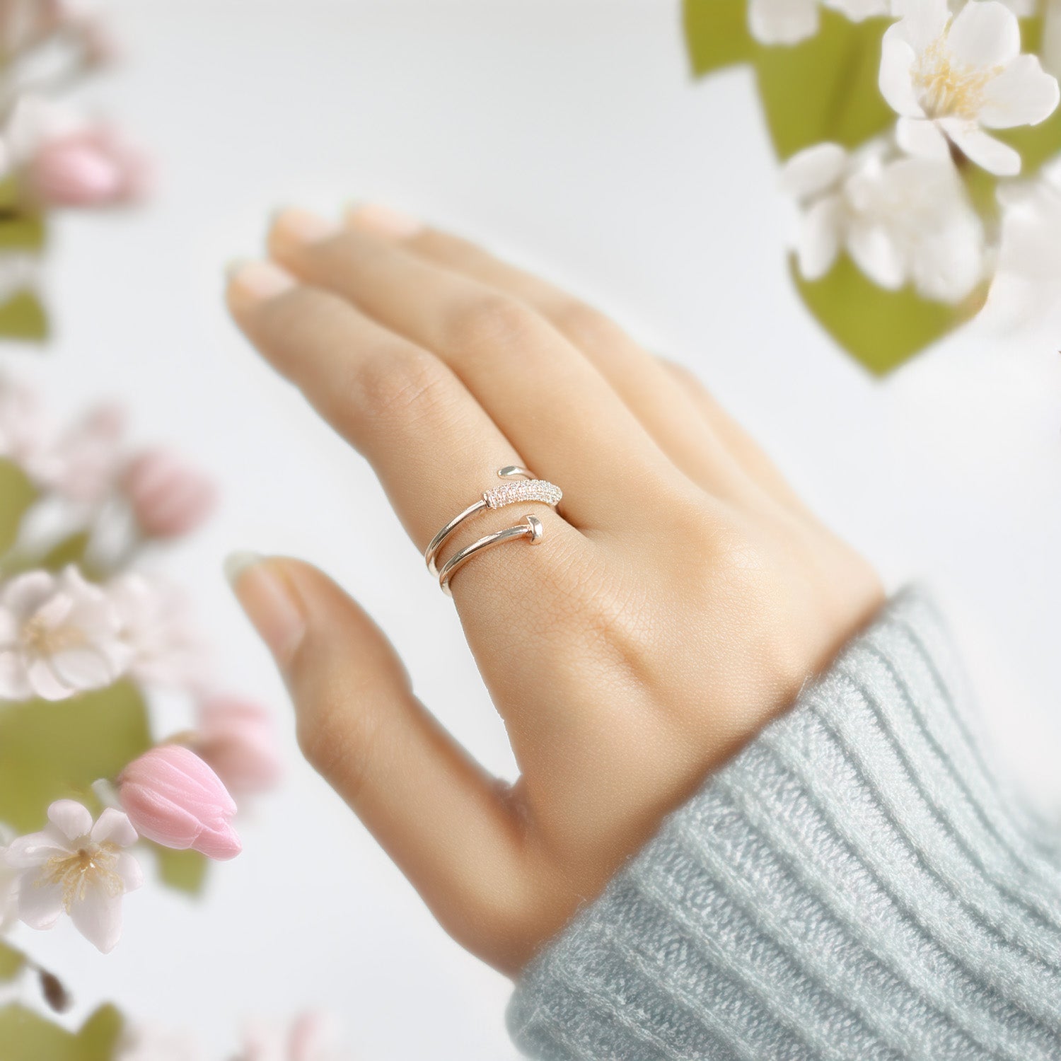 Rose Gold Nail Cuff Ring