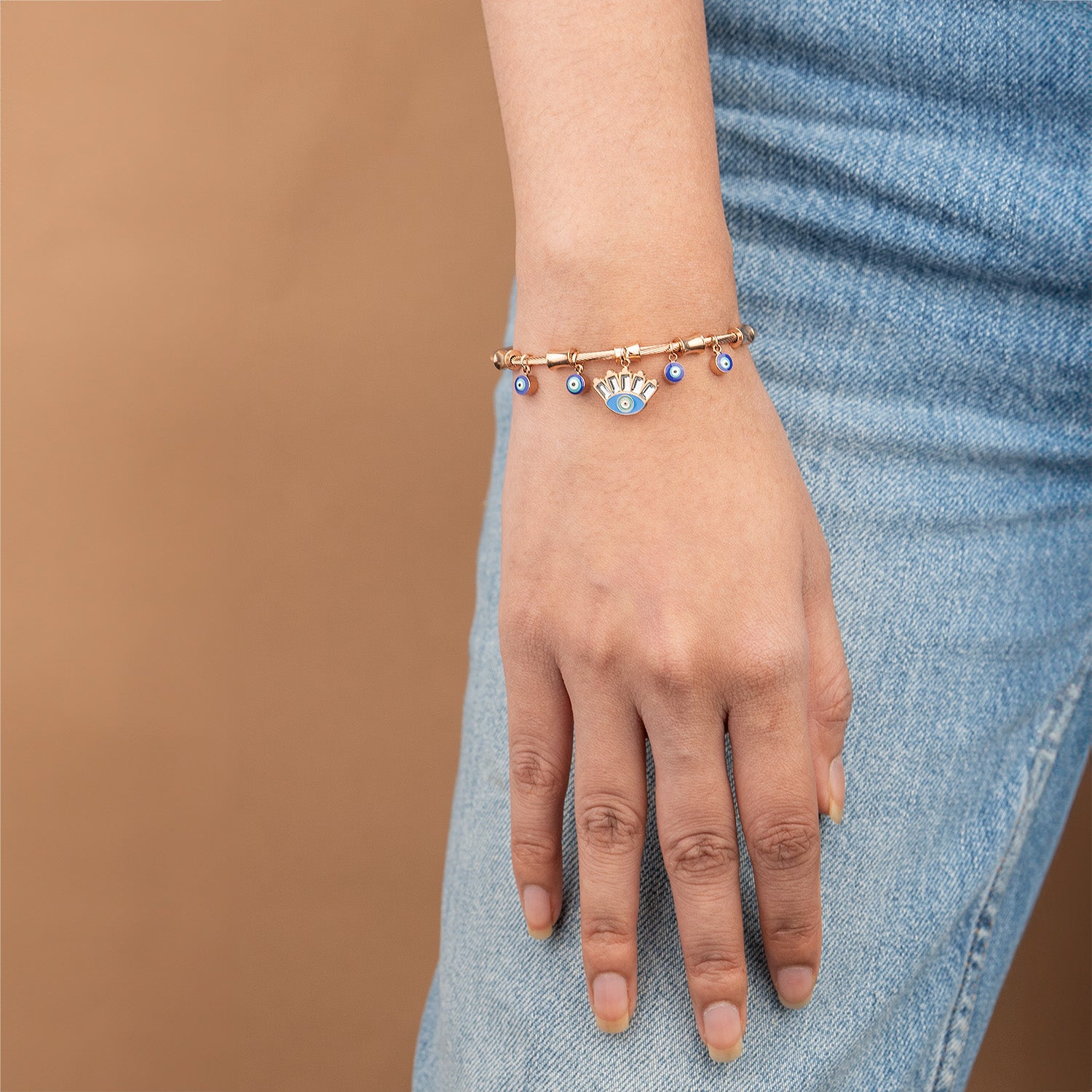 Rose Gold Evil Eye Magnetic Charms Bracelet