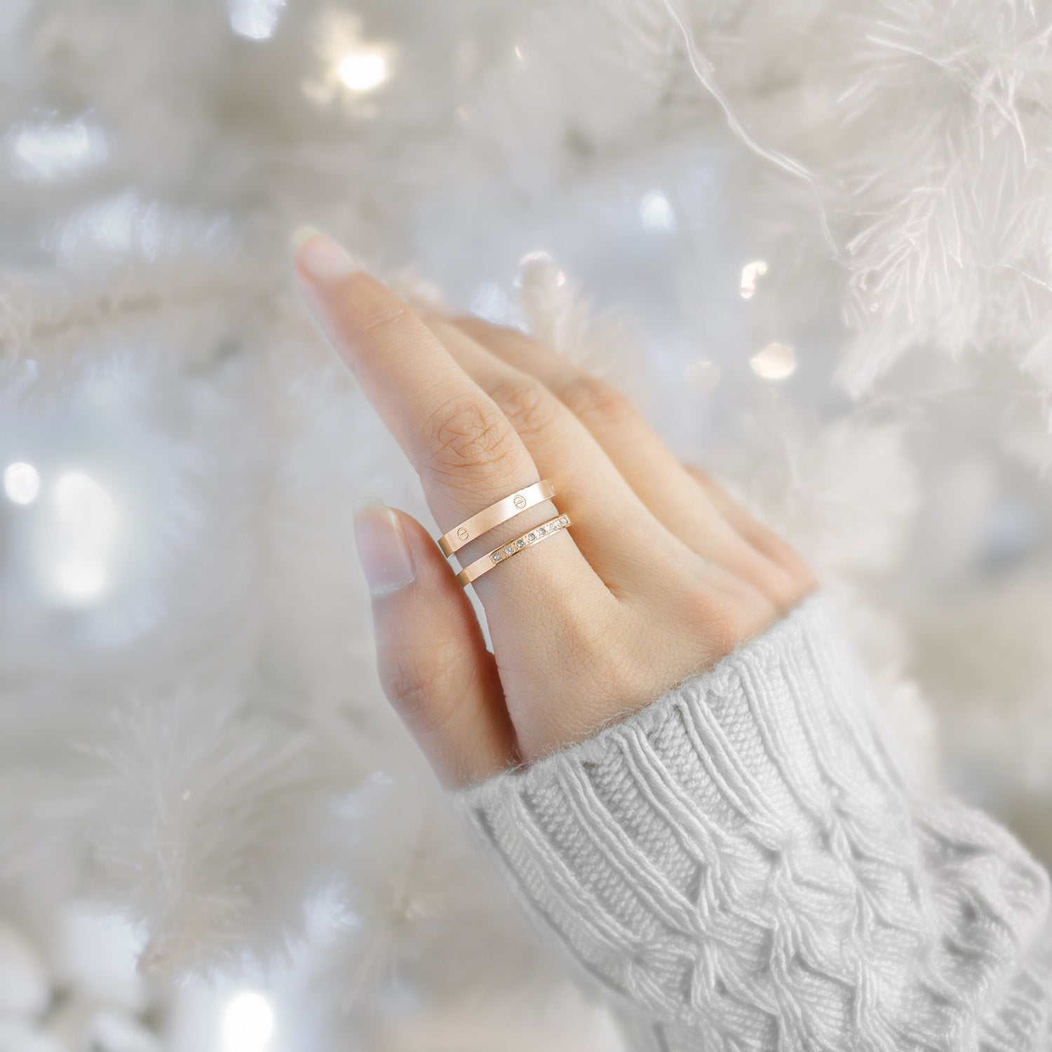 Rose Gold Dual Layer Diamond Ring