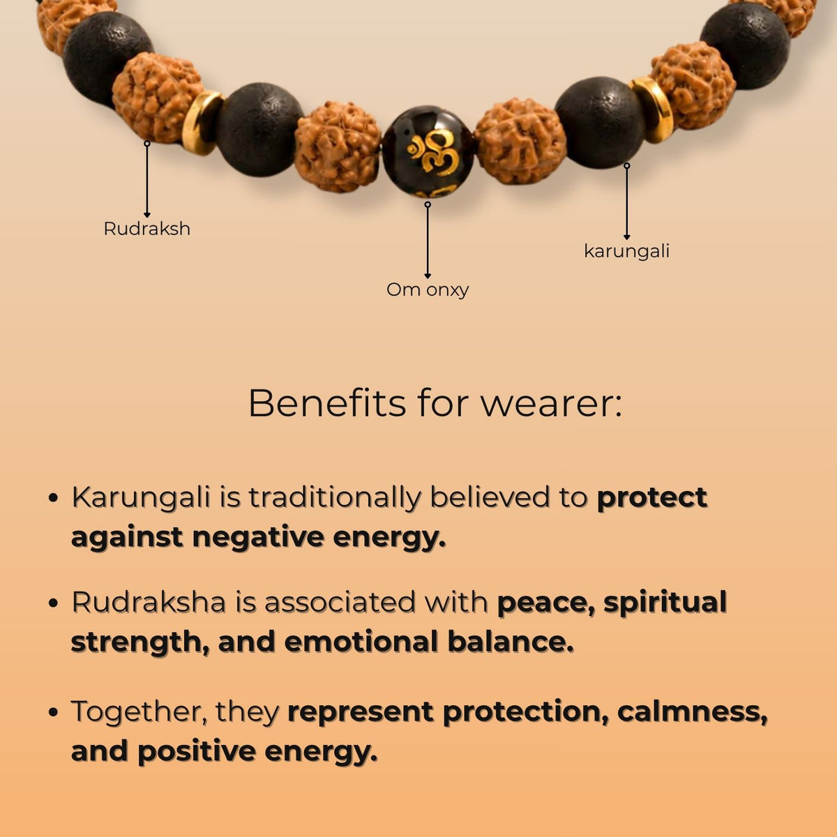 Rudraksh Karungali Om Natural Stone Bracelet with MagSnap 4