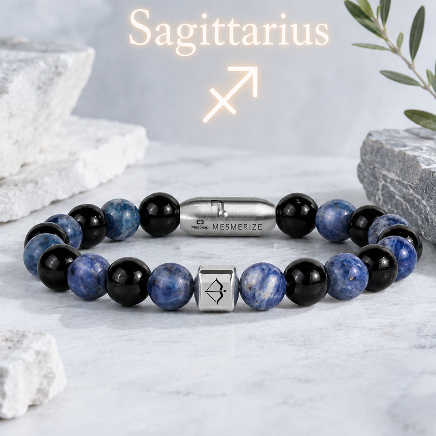 Sagittarius (Dhanu) Zodiac Stone Bracelet with MagSnap 4 by Mesmerize