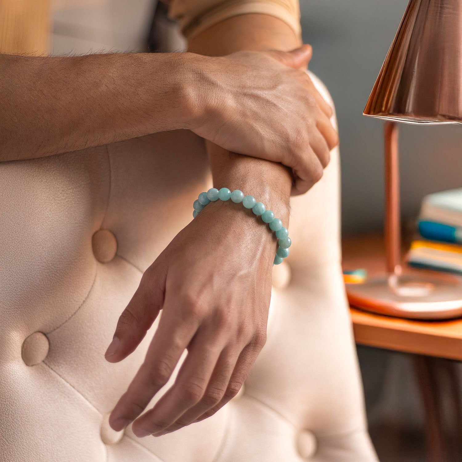 Serene Amazonite Natural Stone Elastic Bracelet