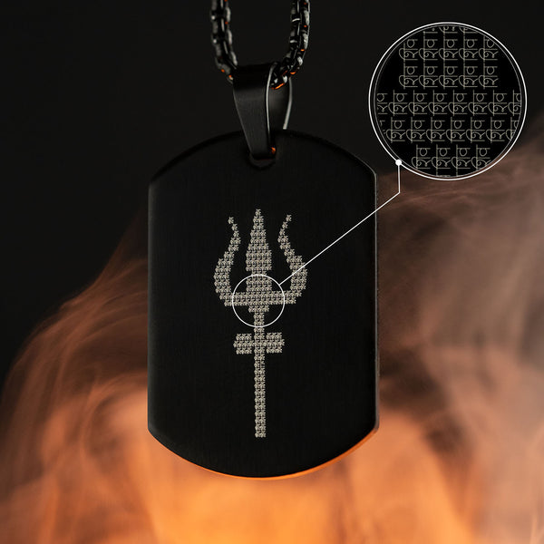Shiv Trishul MicroCarved Tag Necklace shiv trishul