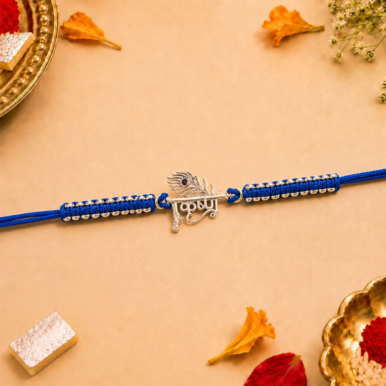 Shree Krishna Pure Silver Plated Rakhi