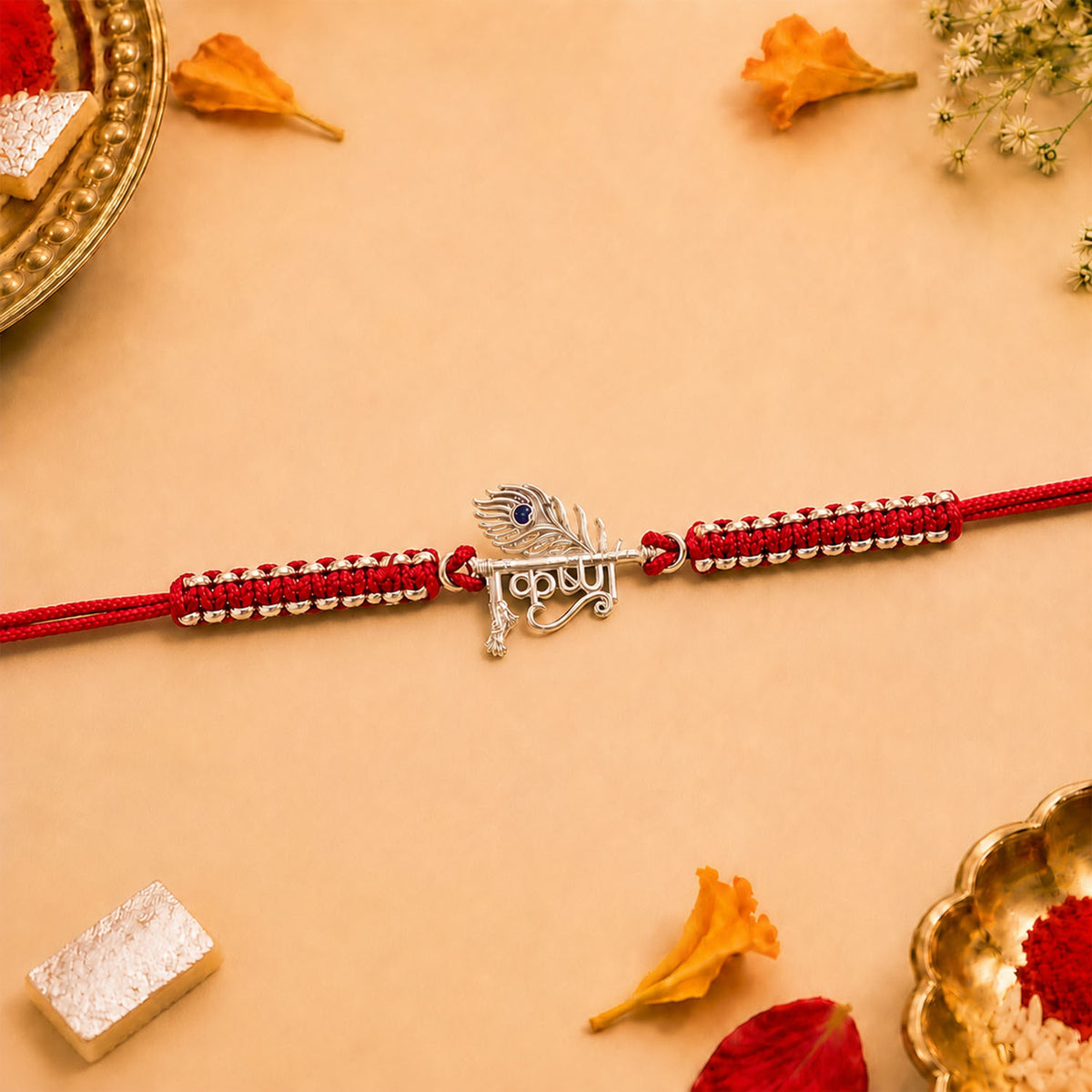 Shree Krishna Pure Silver Plated Rakhi