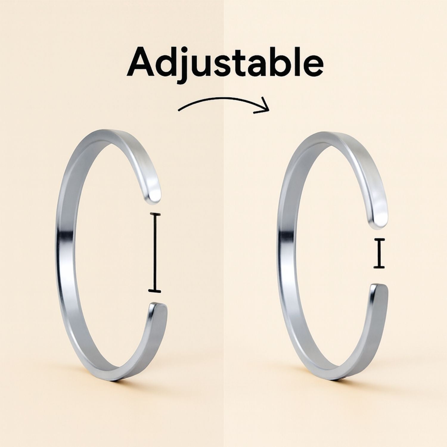 Ram Baan Gloss Cuff Adjustable Bracelet Silver