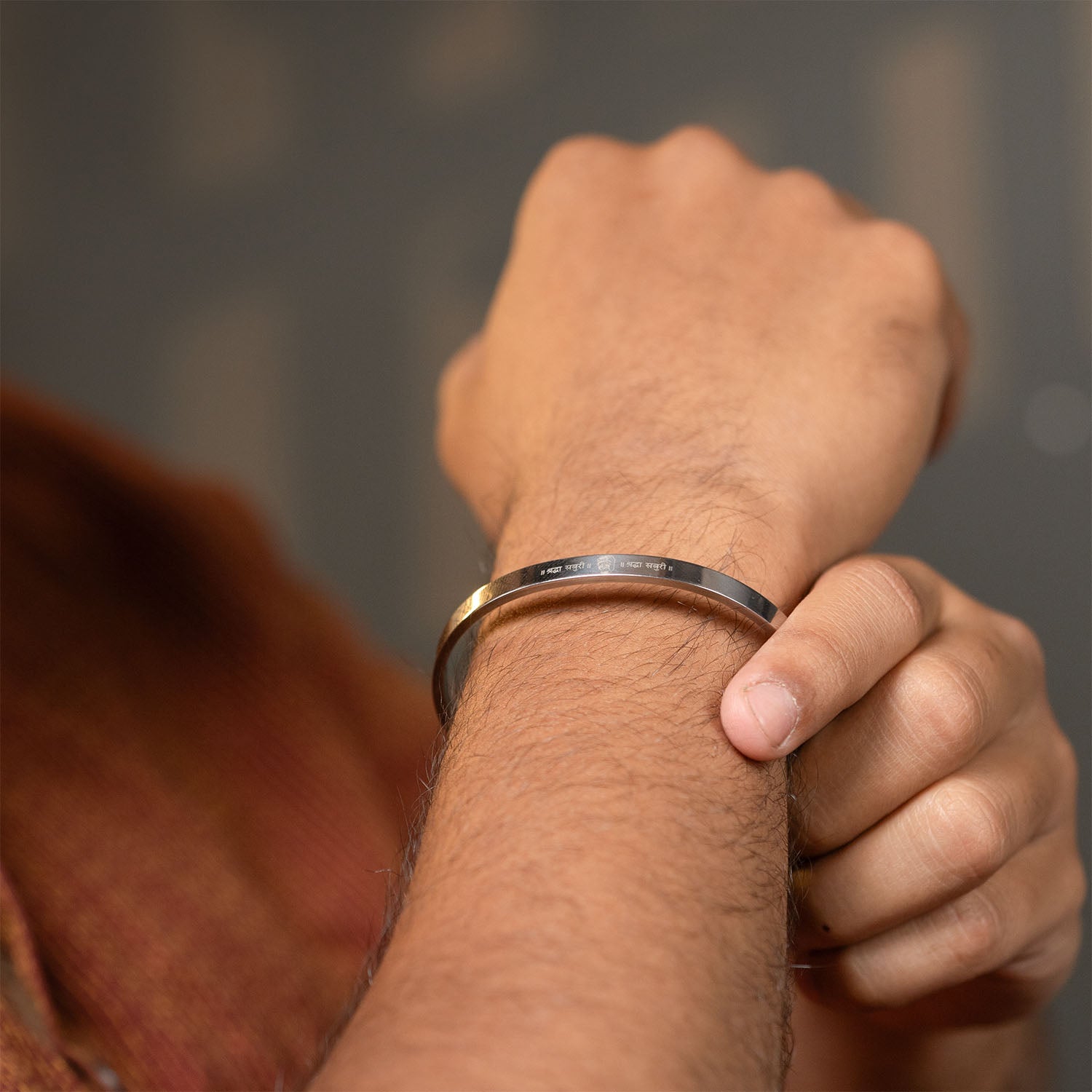 Sai Baba Gloss Cuff Adjustable Bracelet Silver