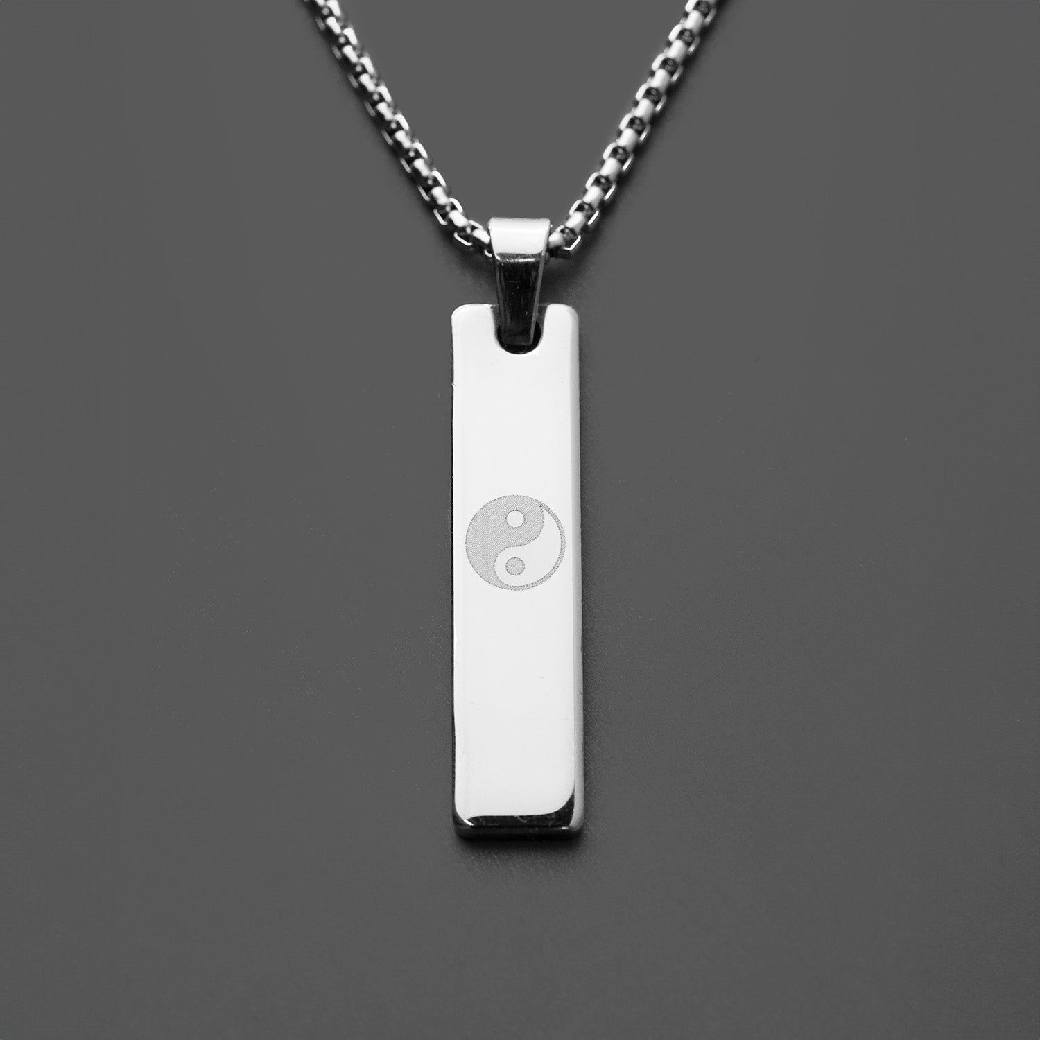 Silver Yin Yang Spiritual Mini Bar Necklace