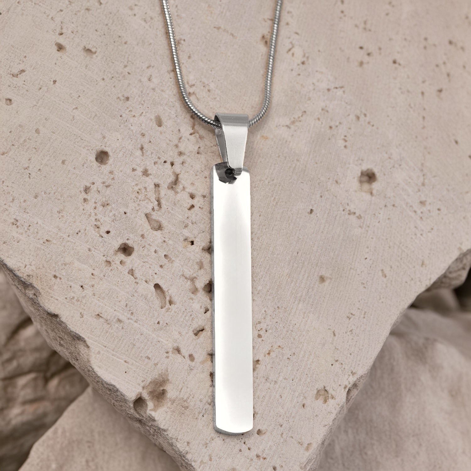 Slim Tag Necklace Silver