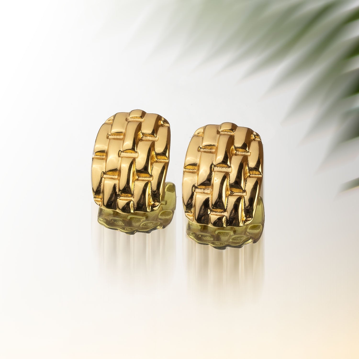 Sofia Quilted 18K Gold Stud Earrings - Main Image