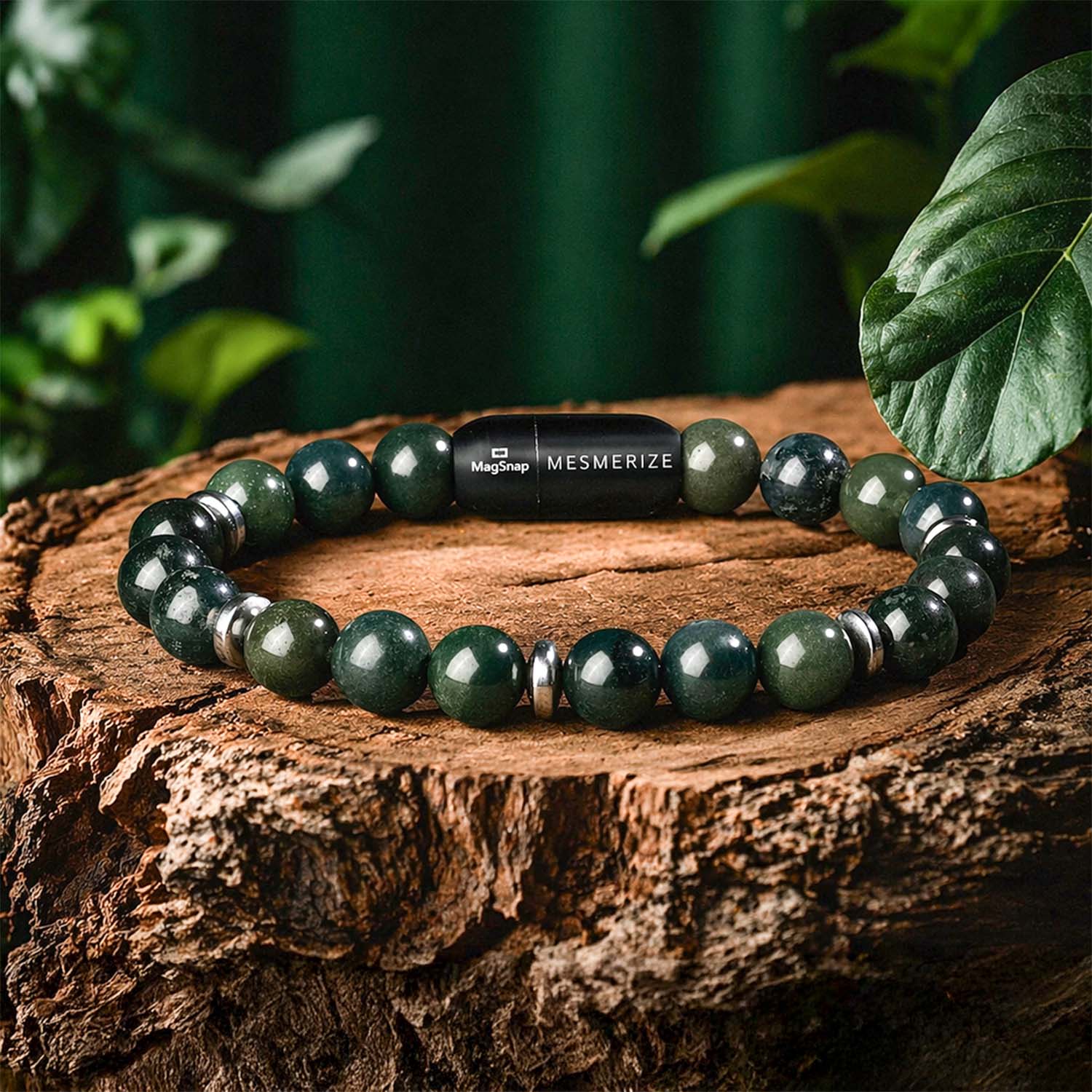Soulful Moss Agate Natural Stone Bracelet with MagSnap 2