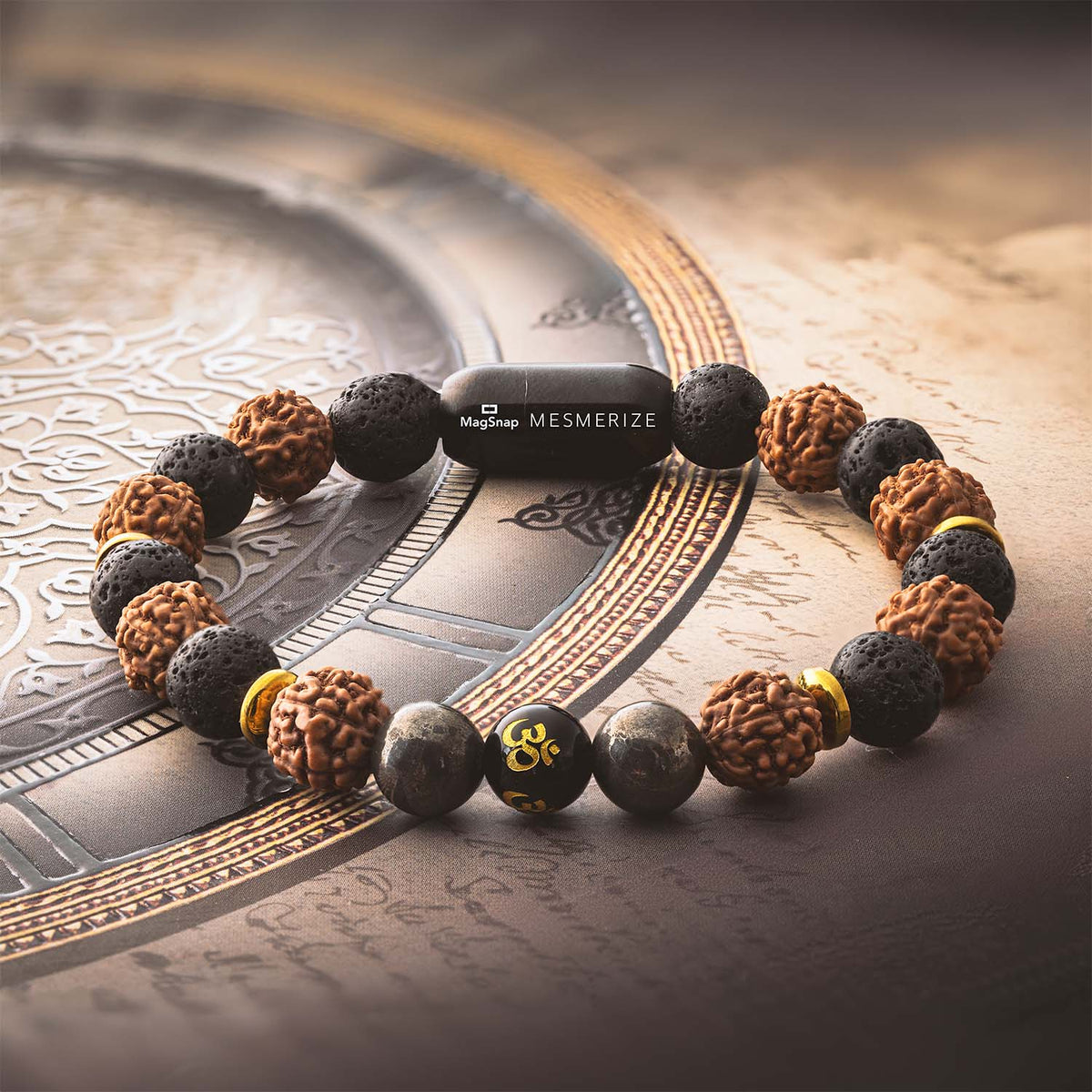 Spiritual Rudraksh Natural Stone Pyrite Om Bracelet 2