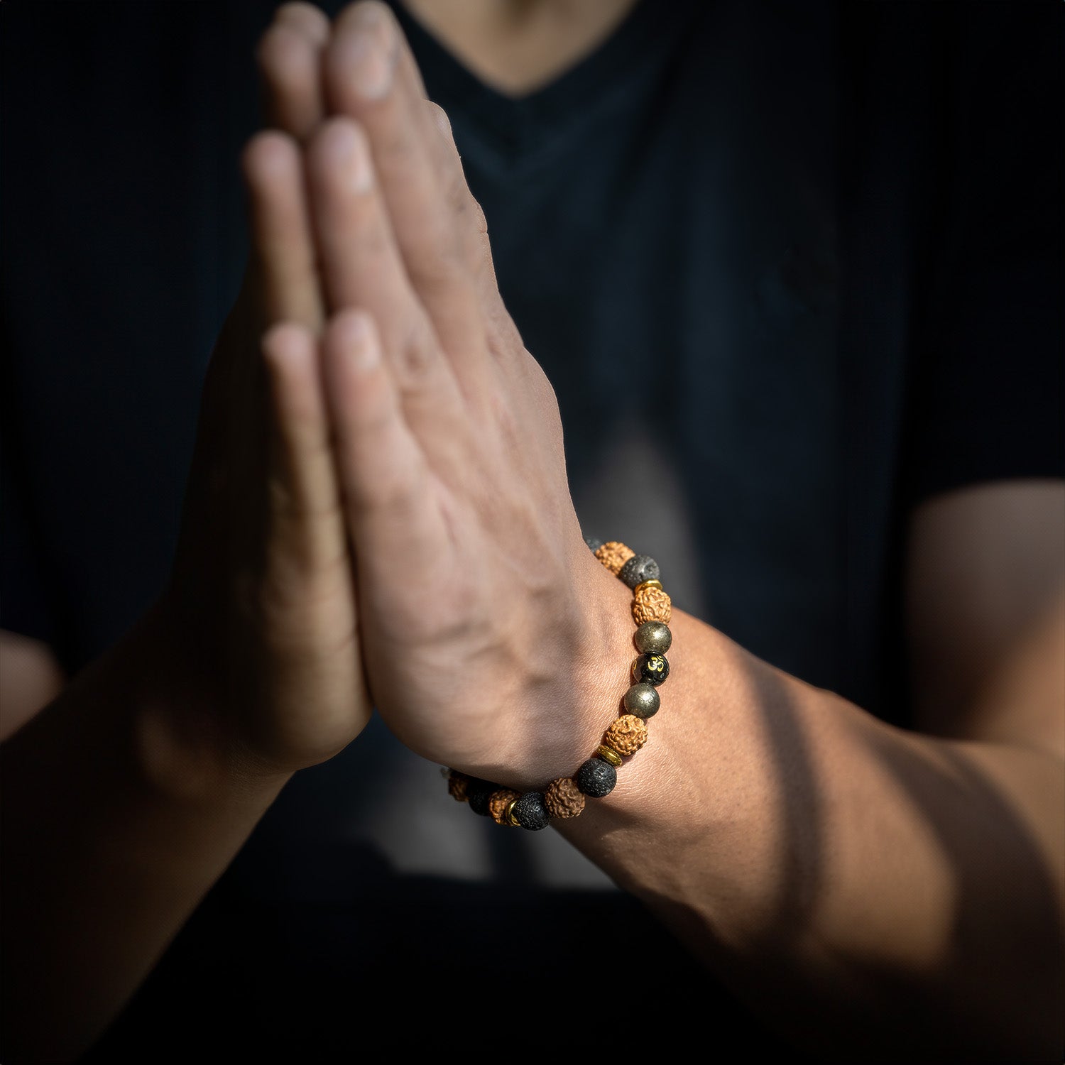 Spiritual Rudraksh Natural Stone Pyrite Om Bracelet 2