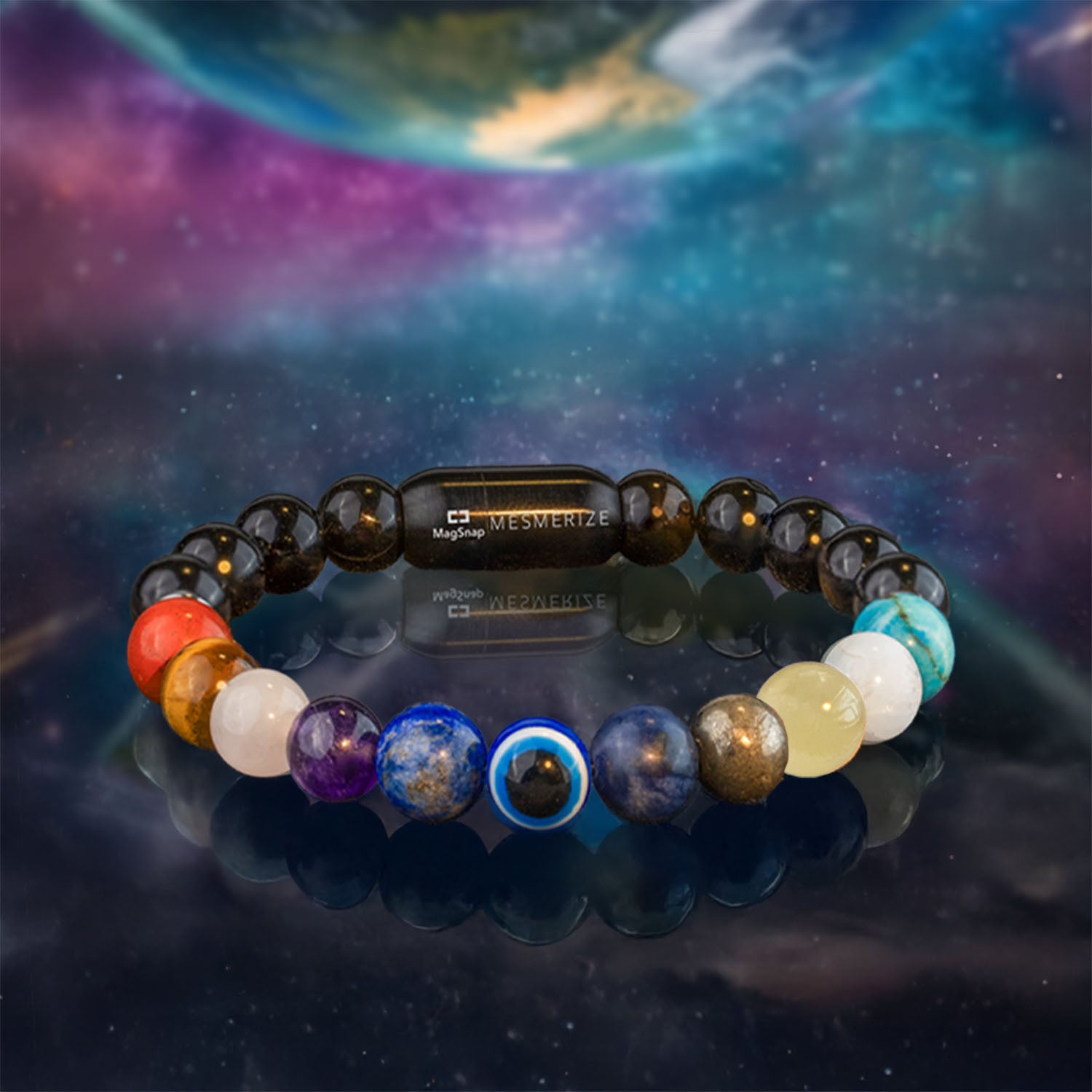Super 11 Chakra Evil Eye Natural Stone Bracelet with Magsnap by
