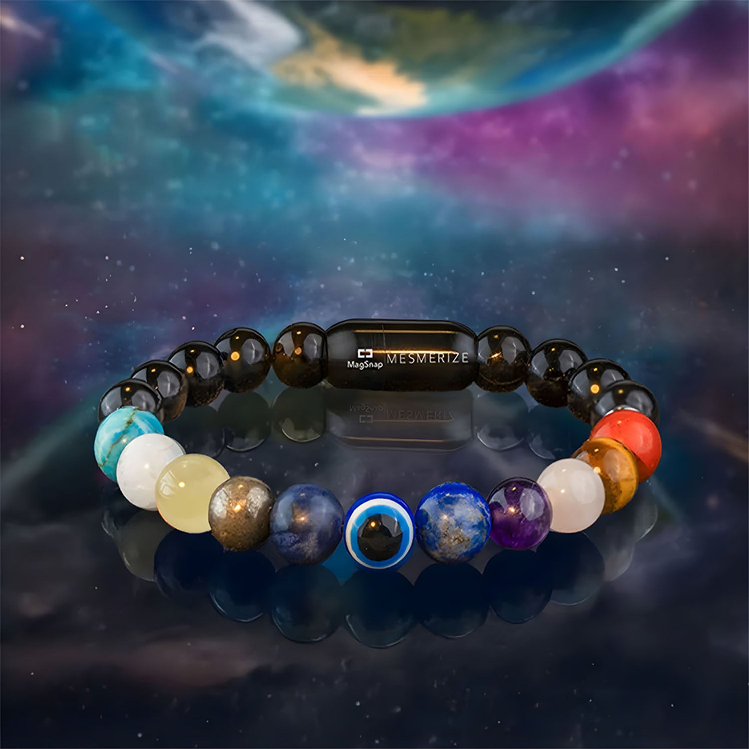 Strength Gloss Onyx 11 Chakra Natural Stone Bracelet with Magsnap 2