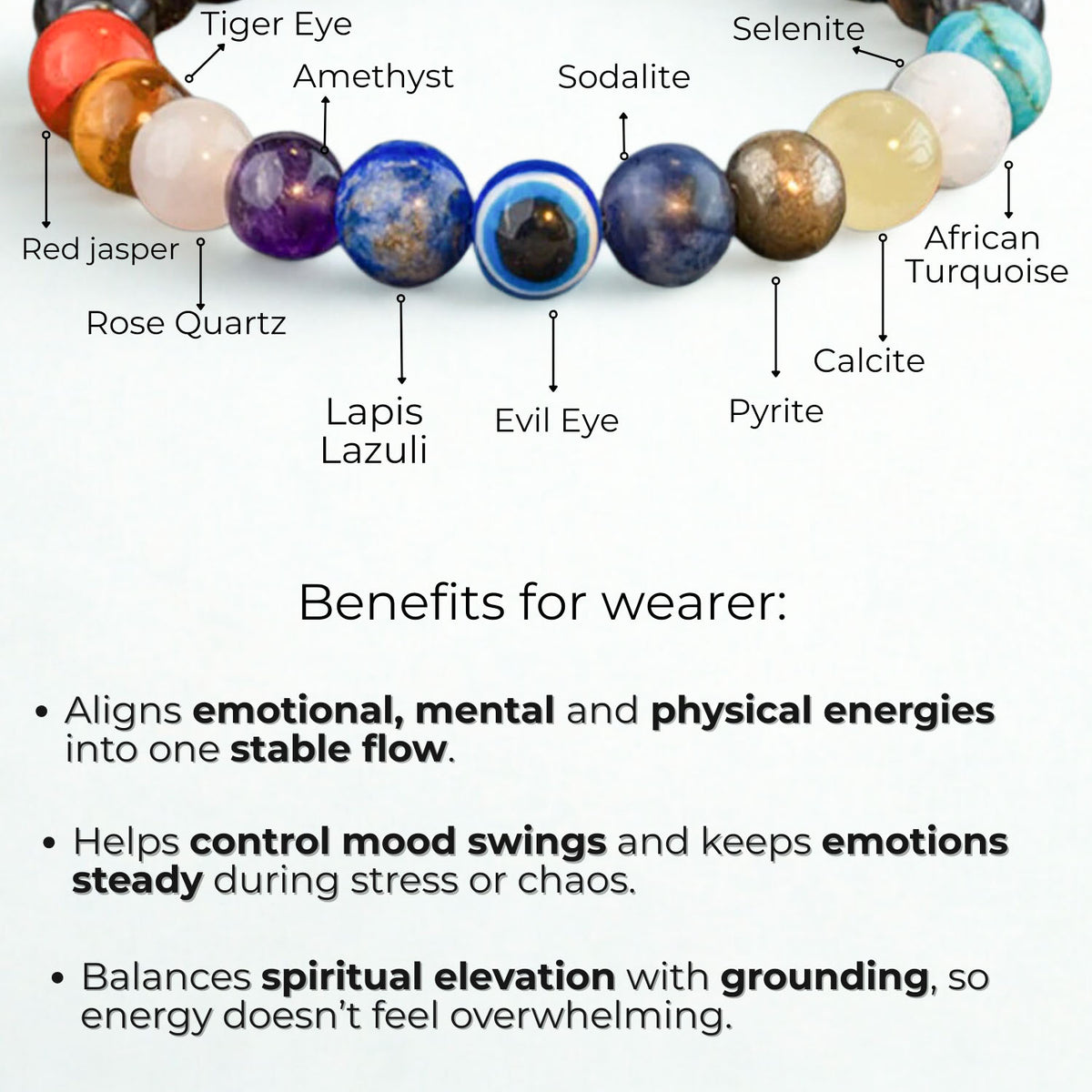 Super 11 Chakra Evil Eye Natural Stone Bracelet
