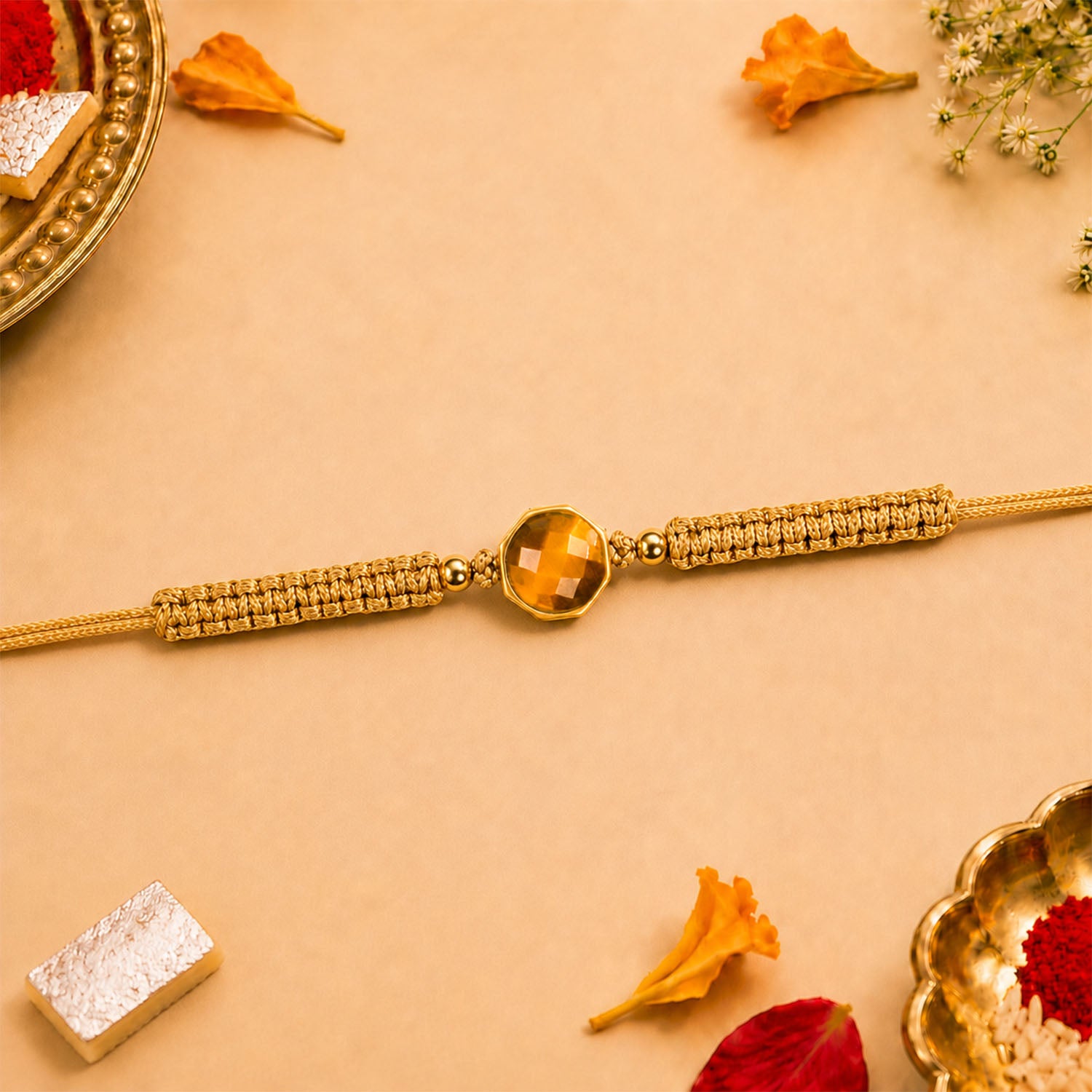 Tiger Eye 11 Carat Stone Rakhi
