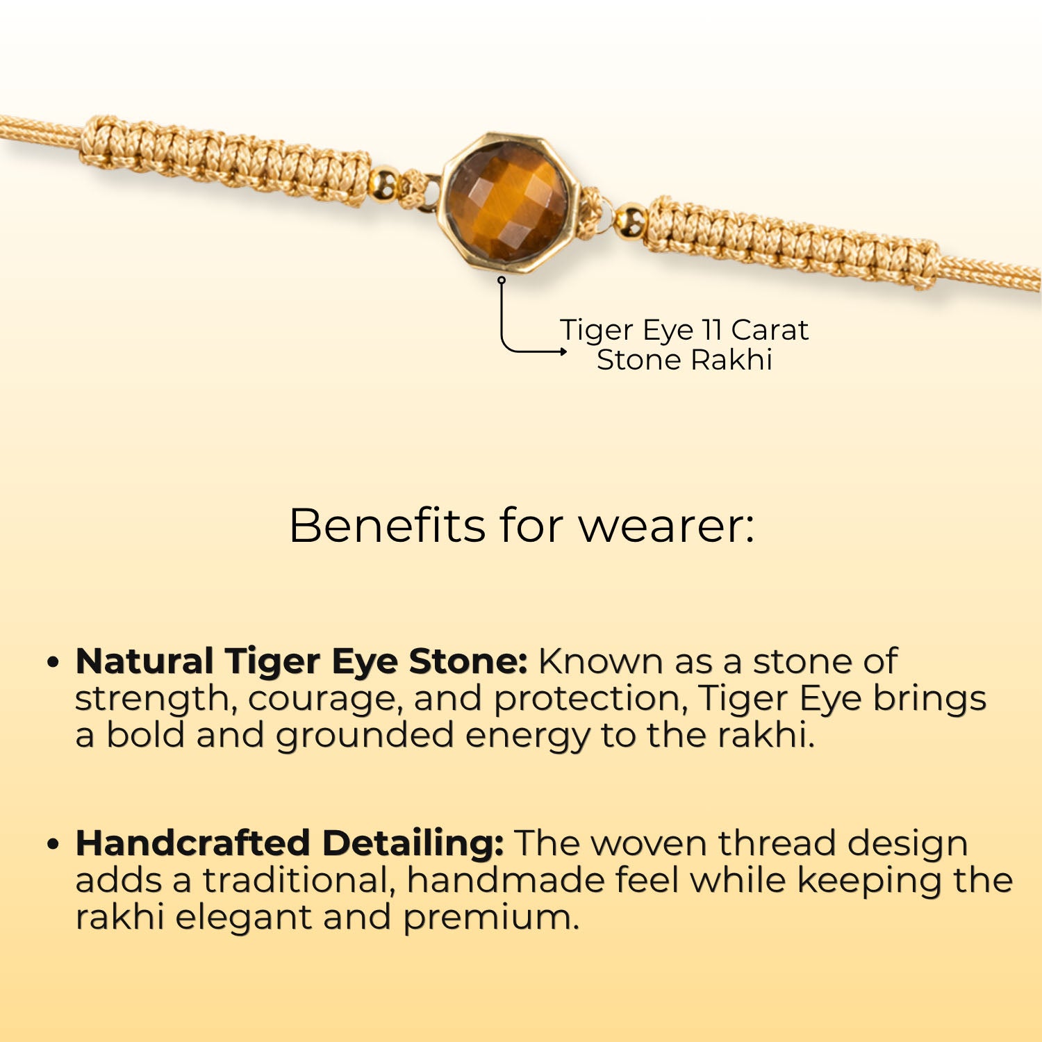 Tiger Eye 11 Carat Stone Rakhi