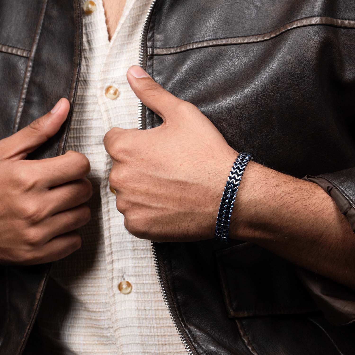 Titan Blue Inlay Chain Bracelet With MagSlide