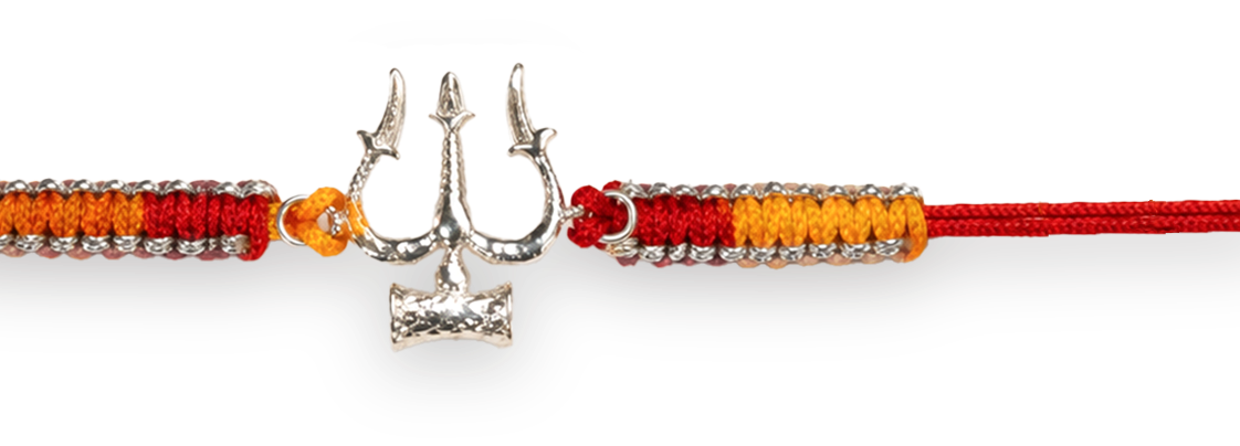 Trishul Pure Silver Plated Rakhi
