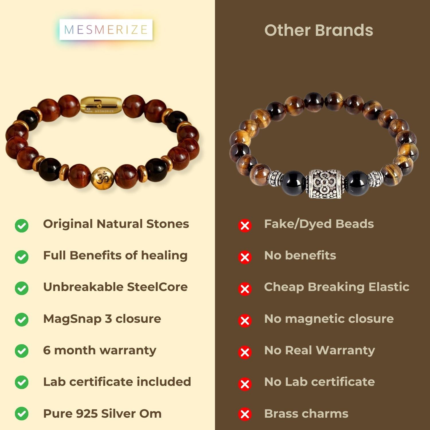 925 Sterling Silver Sacred Om Natural Stone Bracelet with MagSnap2