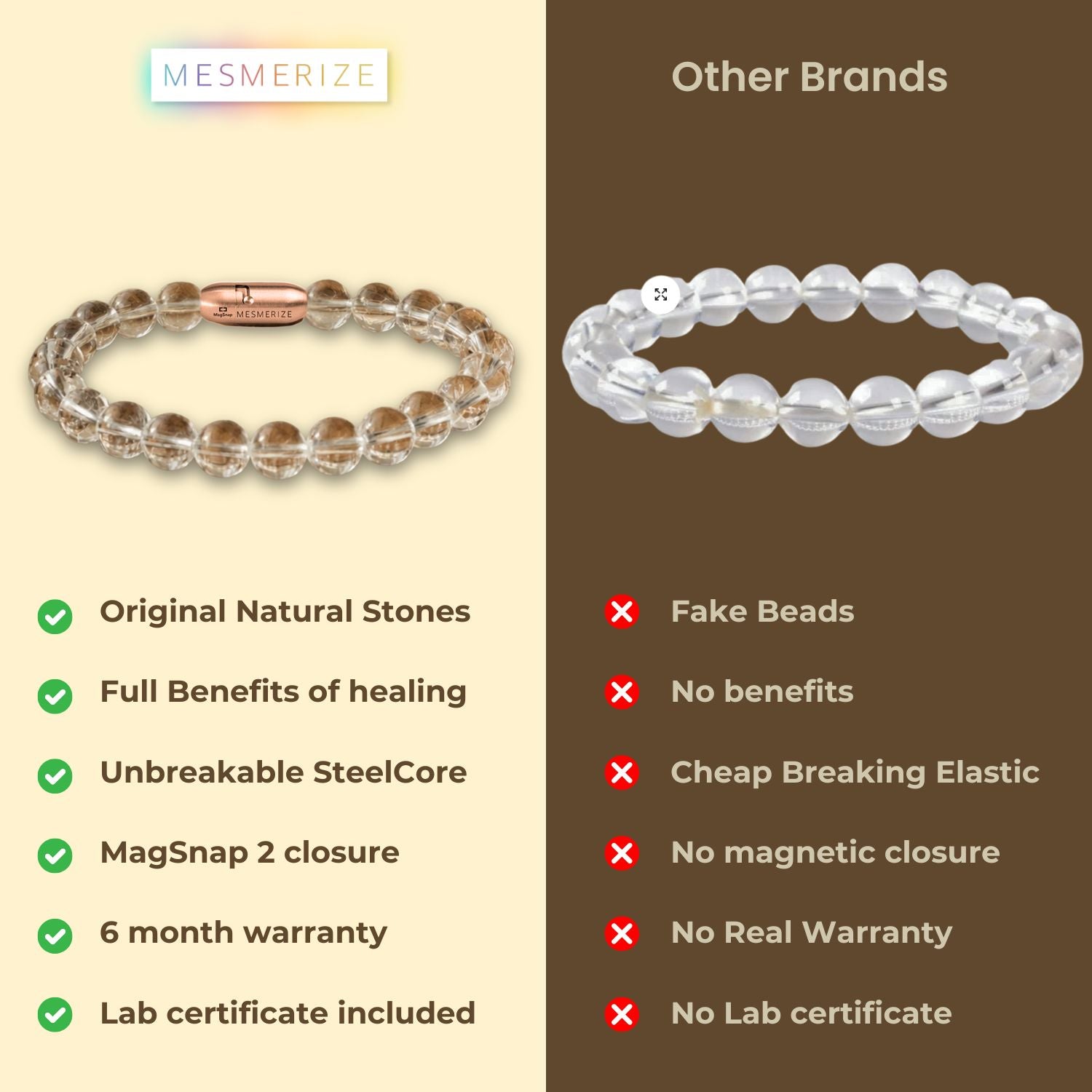 Natural Stone Jewellery Bracelet Clear Quartz MagSnap