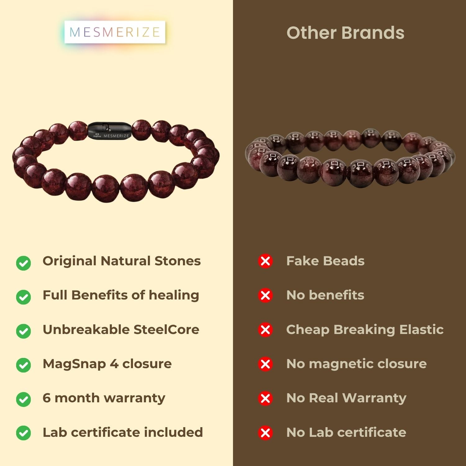 Energizing Garnet Natural Stone Bracelet with Magsnap 2
