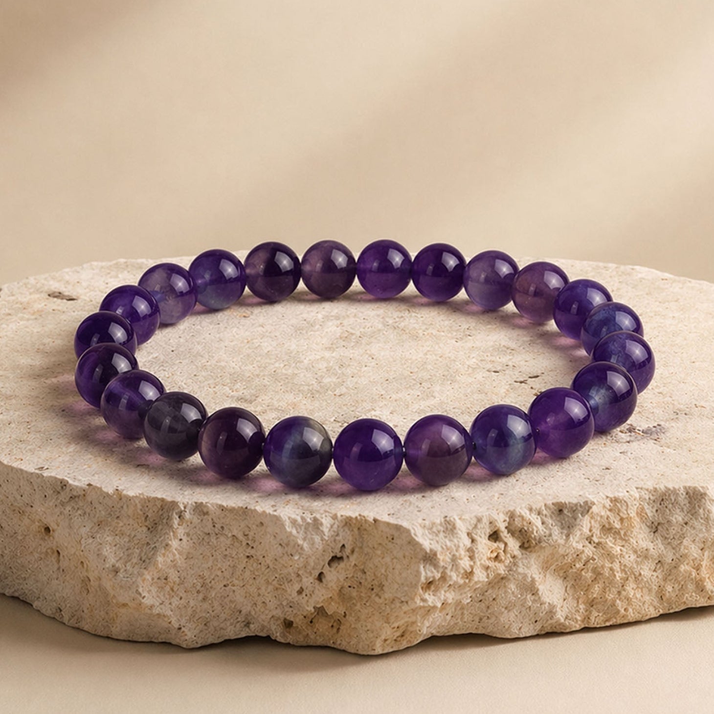 Natural Stone Jewellery Bracelet Amethyst Elastic