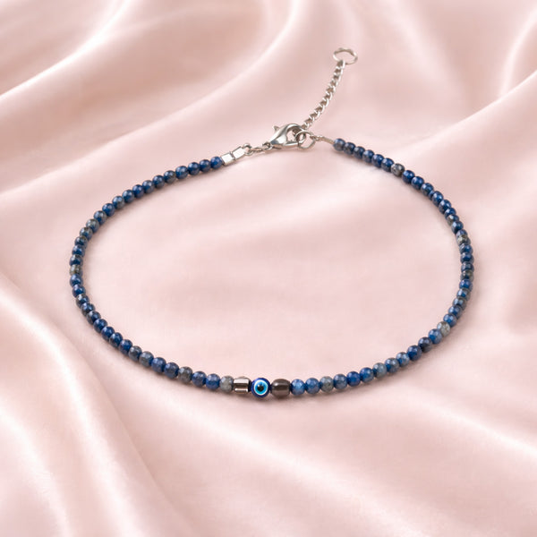 Wisdom Lapis Lazuli Evil Eye Adjustable Anklet