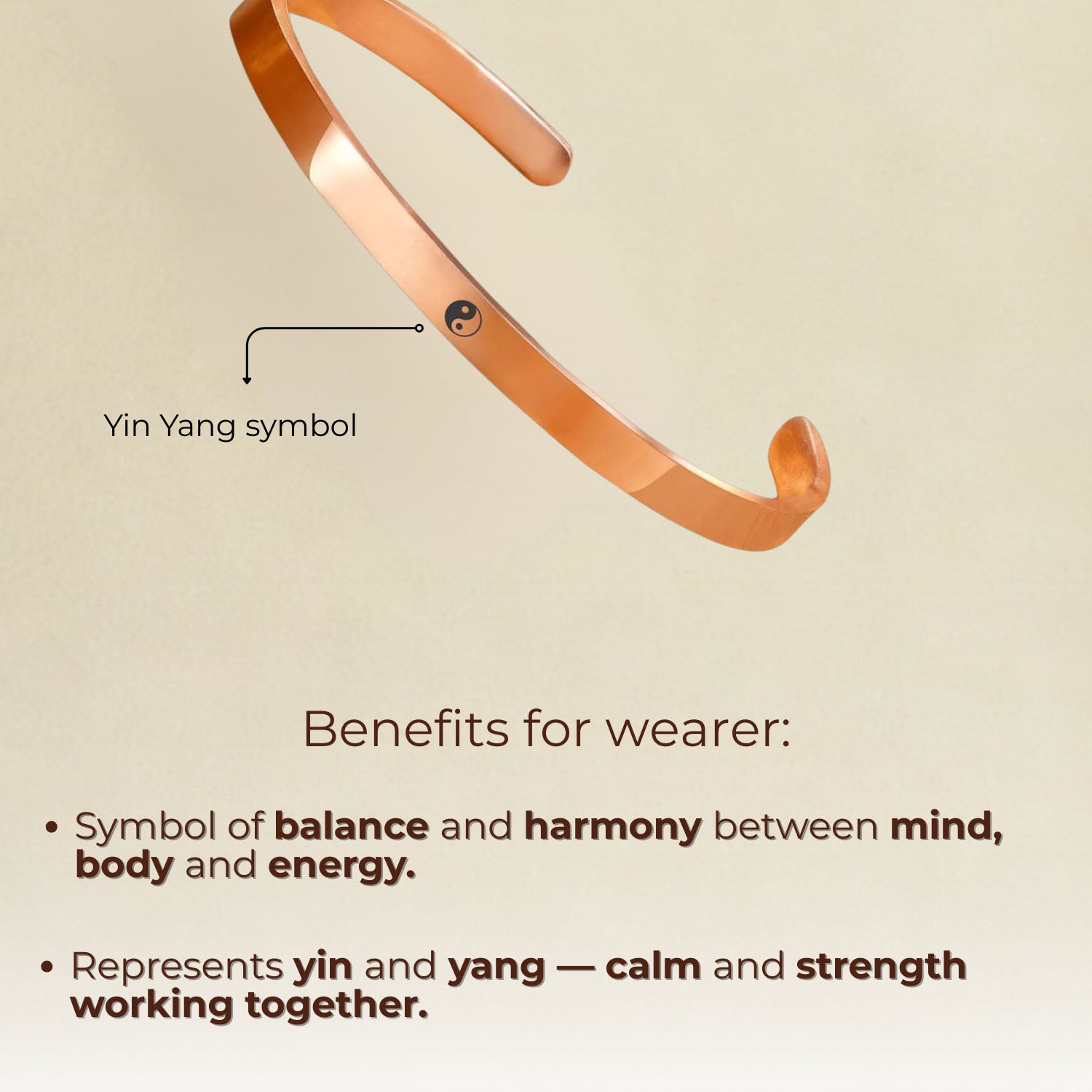 Yin Yang Gloss Cuff Adjustable Bracelet Silver