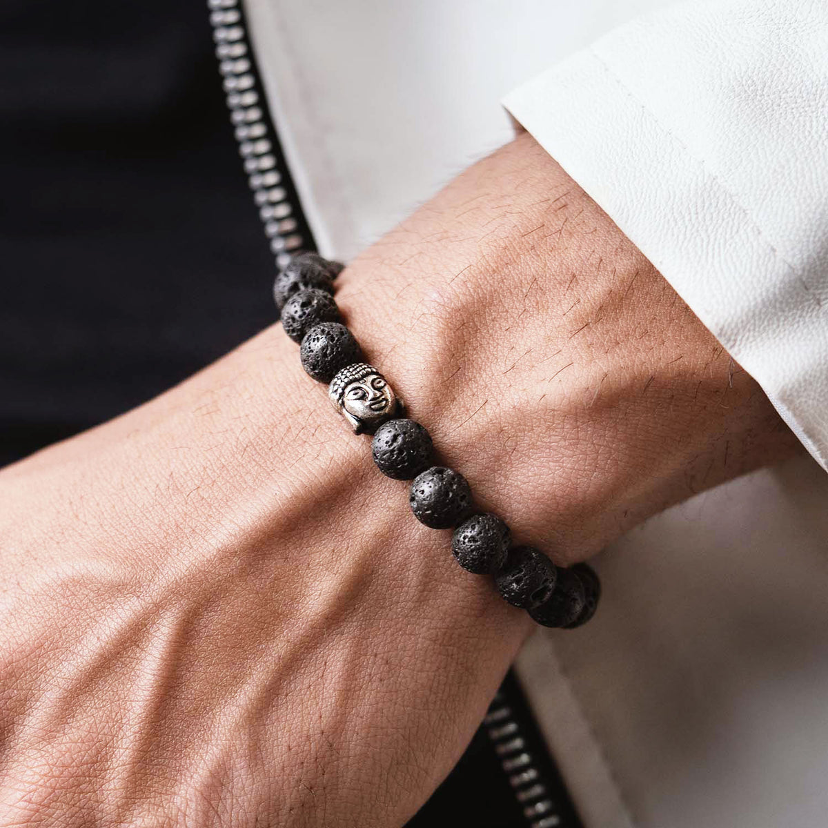 Lava Natural Stone Buddha Bracelet with MagSnap 2