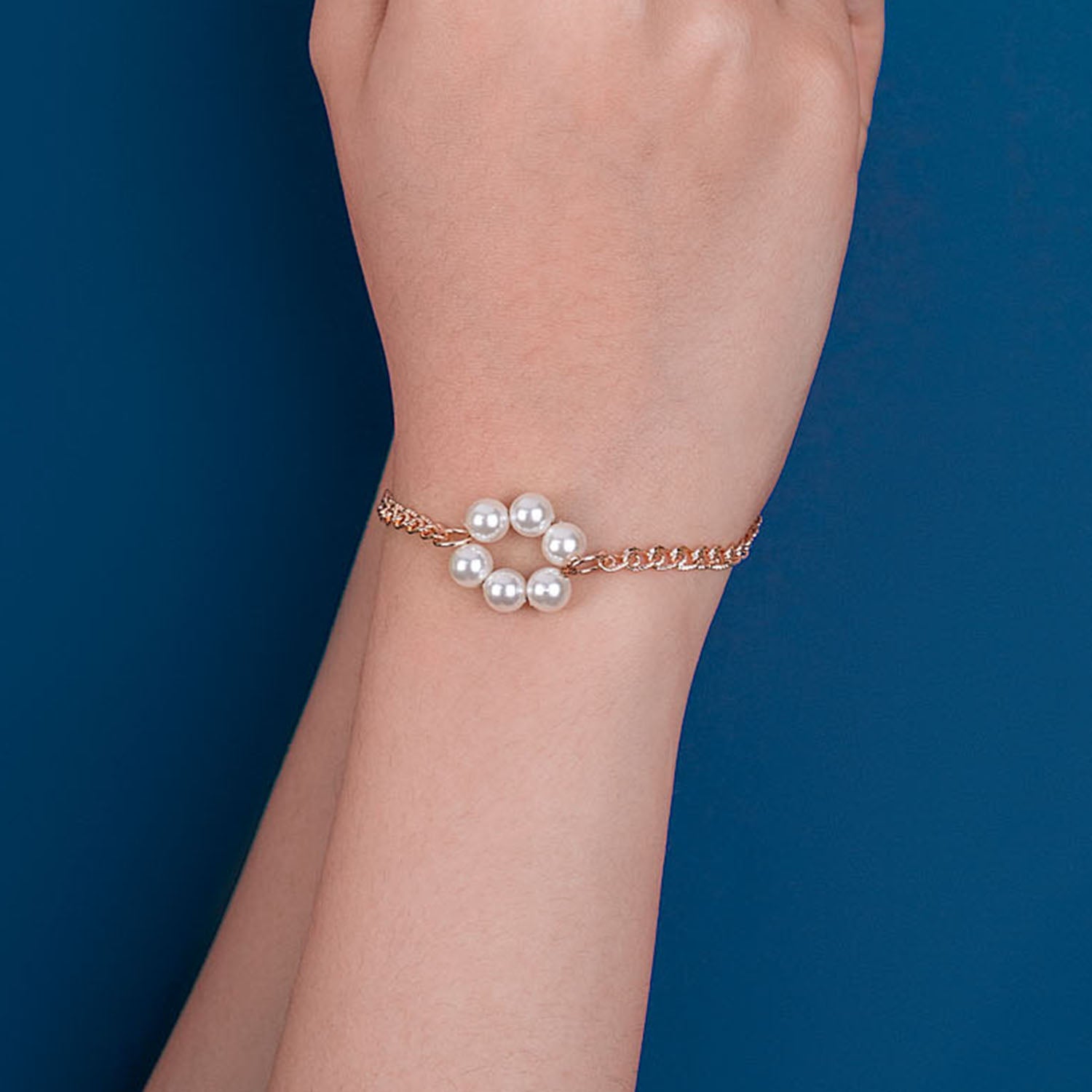 Buy Rose Gold Floral Real Pearl Bracelet Online Mesmerize