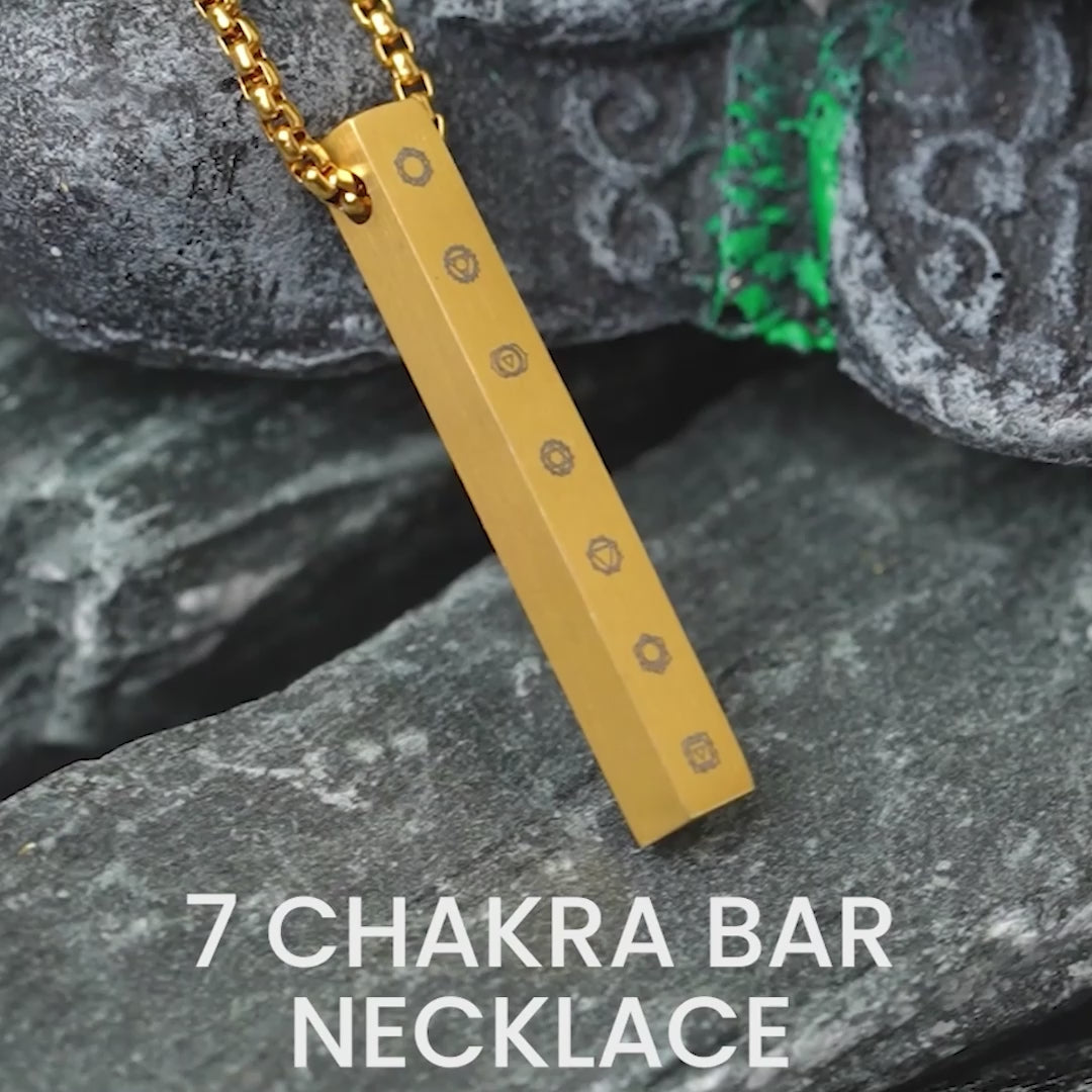 Balance 7 Chakra Bar Black Necklace