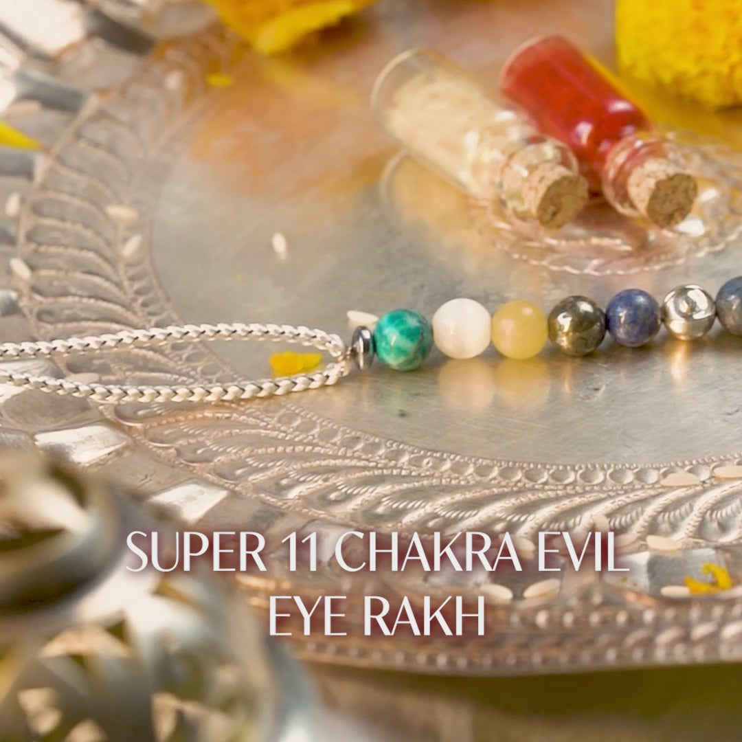 925 Sterling Silver Super 11 Chakra Evil Eye Rakhi