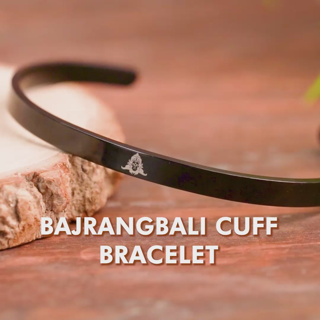 Bajrangbali Gloss Cuff Adjustable Bracelet Black