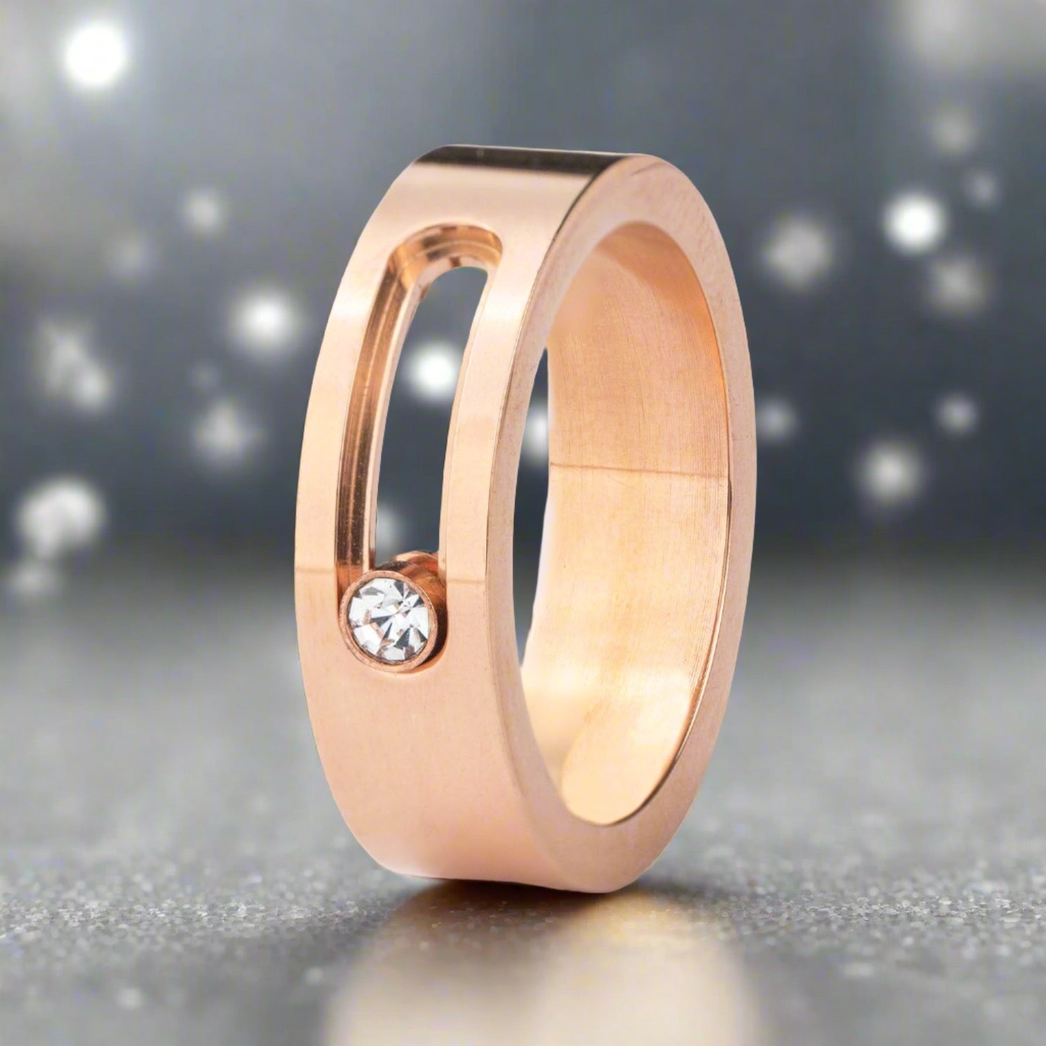 Rose Gold Dancing Diamond Ring Mesmerize India