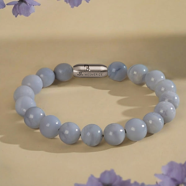 Gental Blue Lace Agate Natural Stone Bracelet With MagSnap2