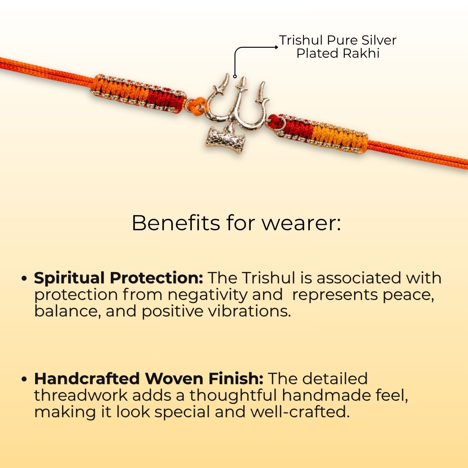Trishul Pure Silver Plated Rakhi