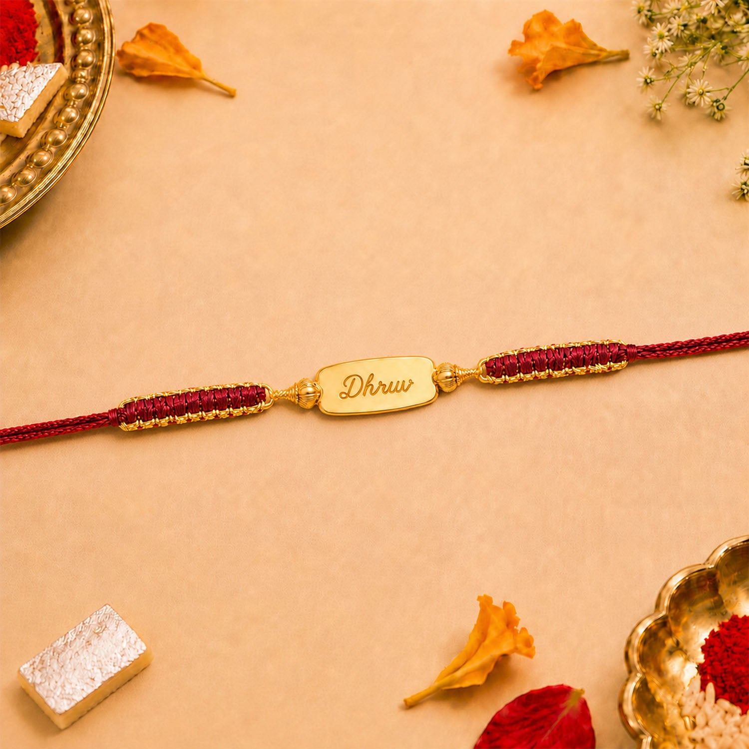 Personalized Hanuman Gada Pure Silver Plated Rakhi