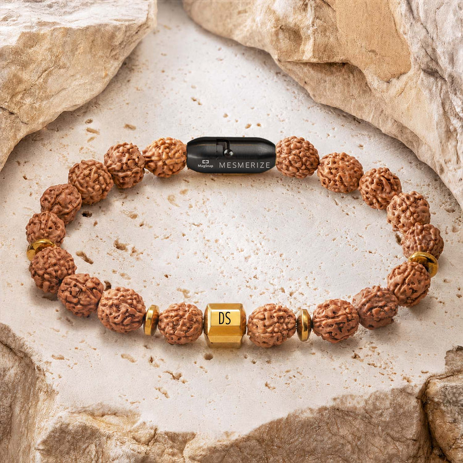 Personalised Spiritual Rudraksh Natural Stone Bracelet with Magsnap