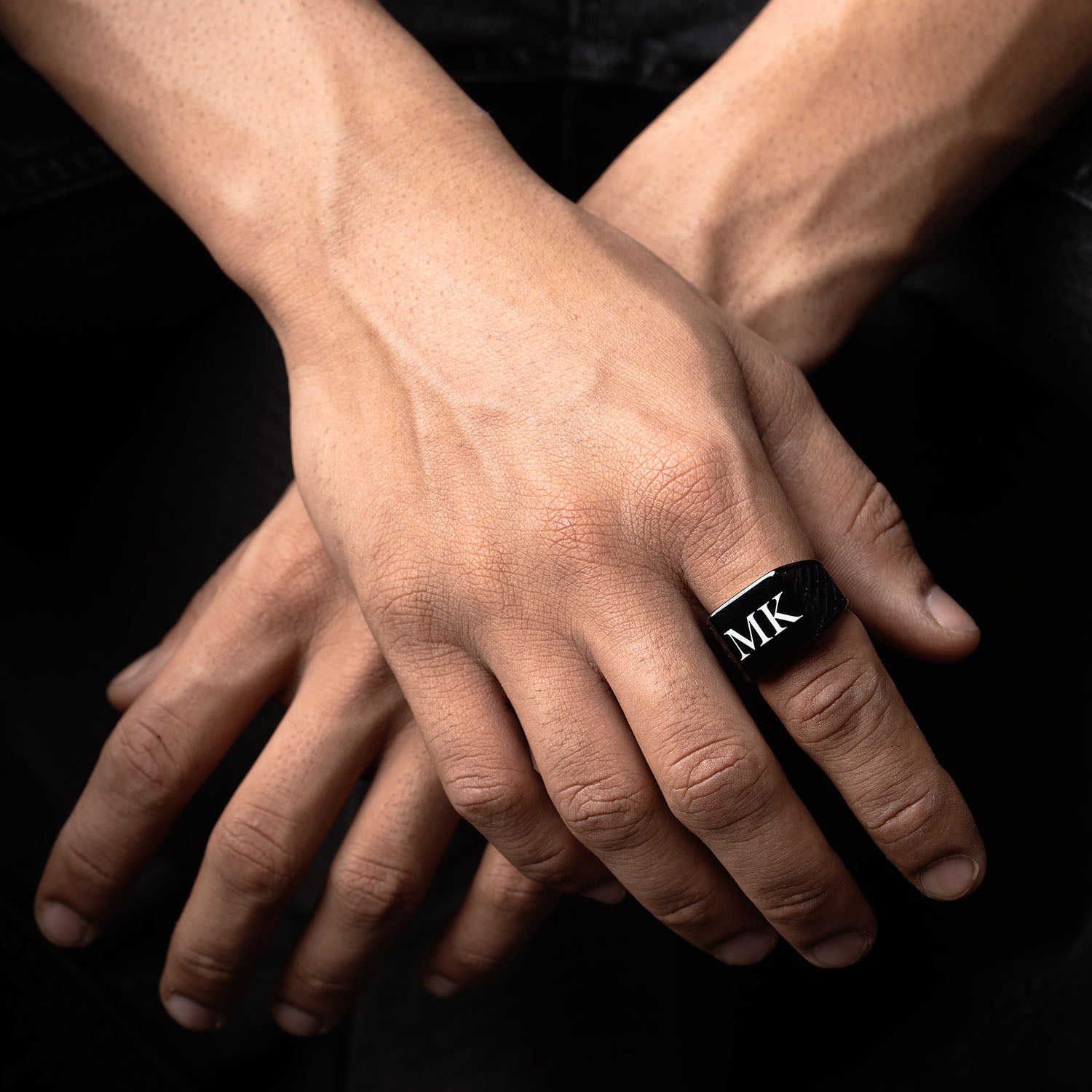 Black Hercules Signet Ring Personalised