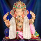 Ivory Embroidered Uparna/Khes for Ganpati Bappa