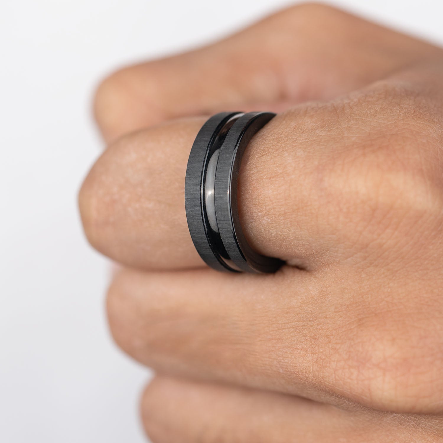 M Premium Jewellery Black Titanium Brushed Ring