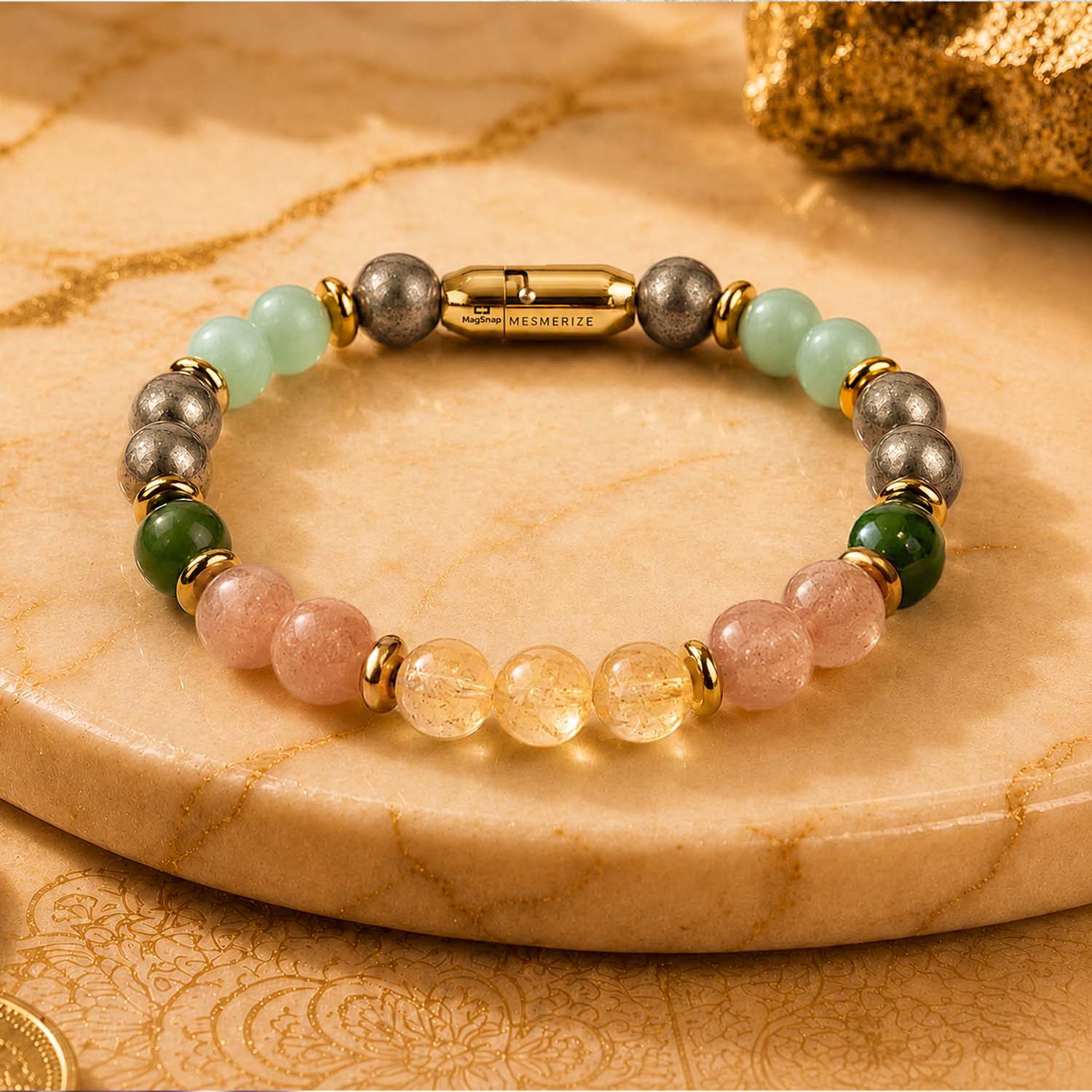 Lush Green Jade Natural Stone Bracelet with MagSnap4 by Mesmerize