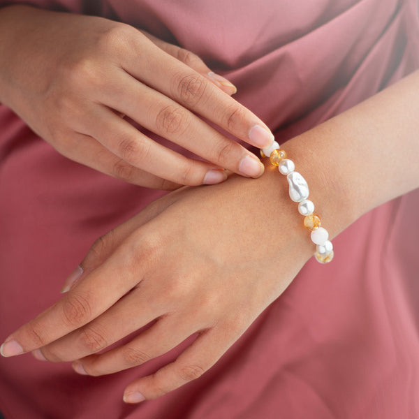 Wealth & Beauty Citrine Natural Stone Elastic Bracelet